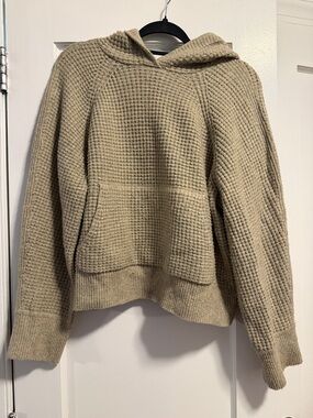 Abercrombie & Fitch Waffle Knit Hoodie in Beige